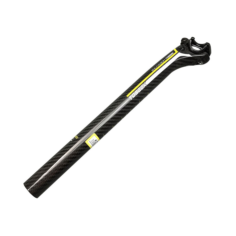TOSEEK Full Carbon Fibre Bike Seatpost MTB Road Bicycle offset Seat Post Cycling Seat Tube 27.2/30.8/31.6 x 350/400mm Bike Parts: Yellow Gloss31.6x350