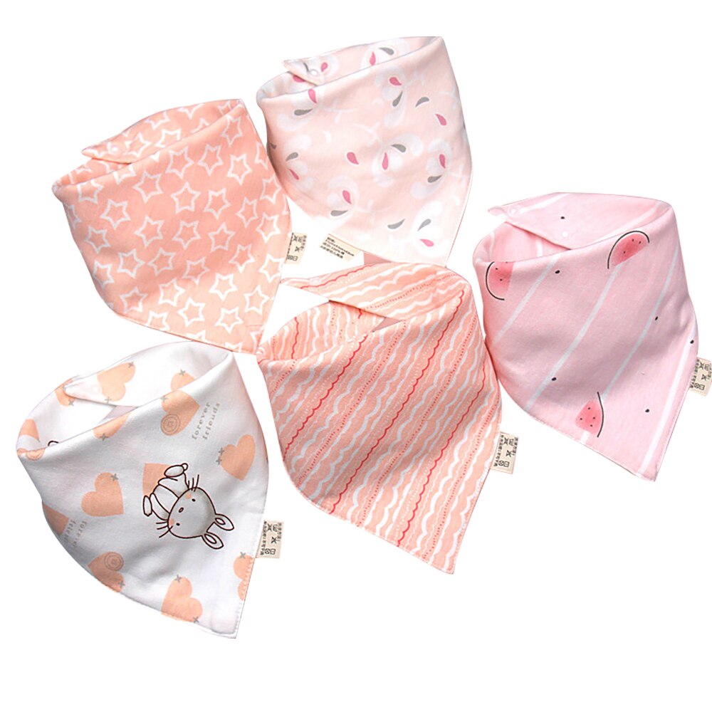 5 unids/lote bebé baberos Bandana pañuelo Burp paños de Saliva para bebé recién nacido Niño niños niñas de dibujos animados de niños triángulo babero de algodón: Pink Bohemian