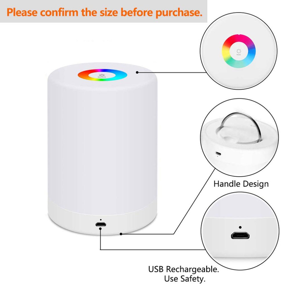 Kleurrijke Lichten Draagbare Touch Led Bureaulamp 1001 Sfeer Creatieve Opladen Nachtlampje Ronde Bed Pat Licht