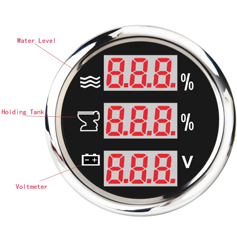 5 modèles 3 en 1 multi-fonction jauge numérique universel étanche avec alarme multi-fonction mètre 52MM