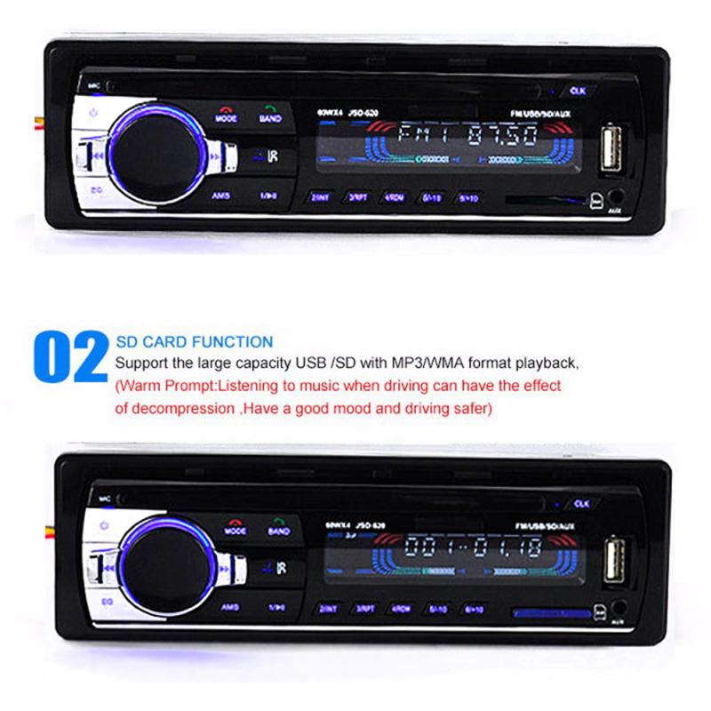 Bluetooth Car Stereo Audio In~Dash FM Aux Input Receiver SD USB MP3 Radio Player Car Radio 12V Bluetooth V2.0 JSD520