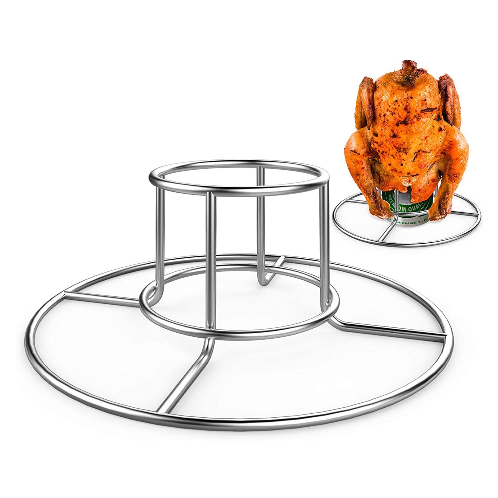 Kip Grill Stand Rvs Bbq Roosteren Houder Bier Kan Kip Rack Voor Indoor Outdoor Camping Picknick Grill Accessoire