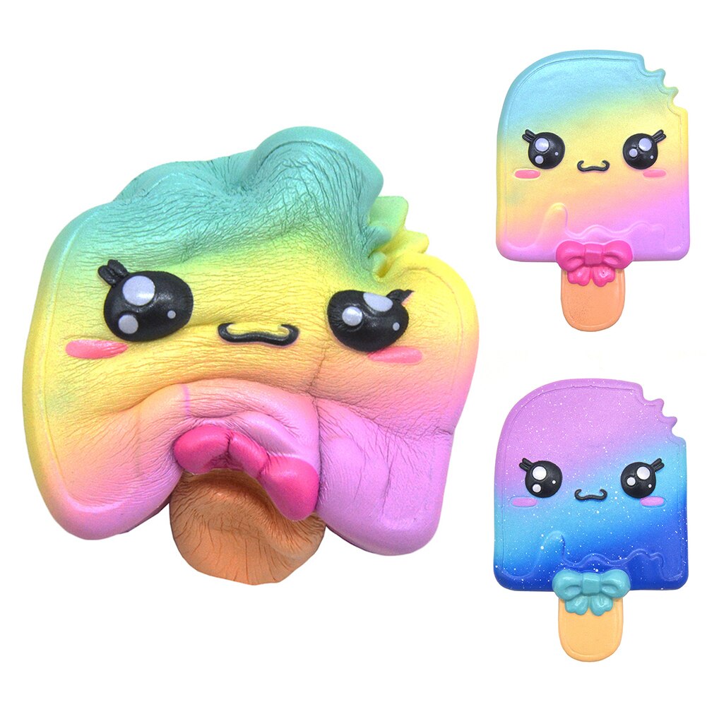 Leuke Kleurrijke Cartoon Ice Lolly Langzaam Stijgende Squeeze Decompressie Grappige Langzaam Stijgende Kids Adult Stress Relief Squeeze Speelgoed Gufts