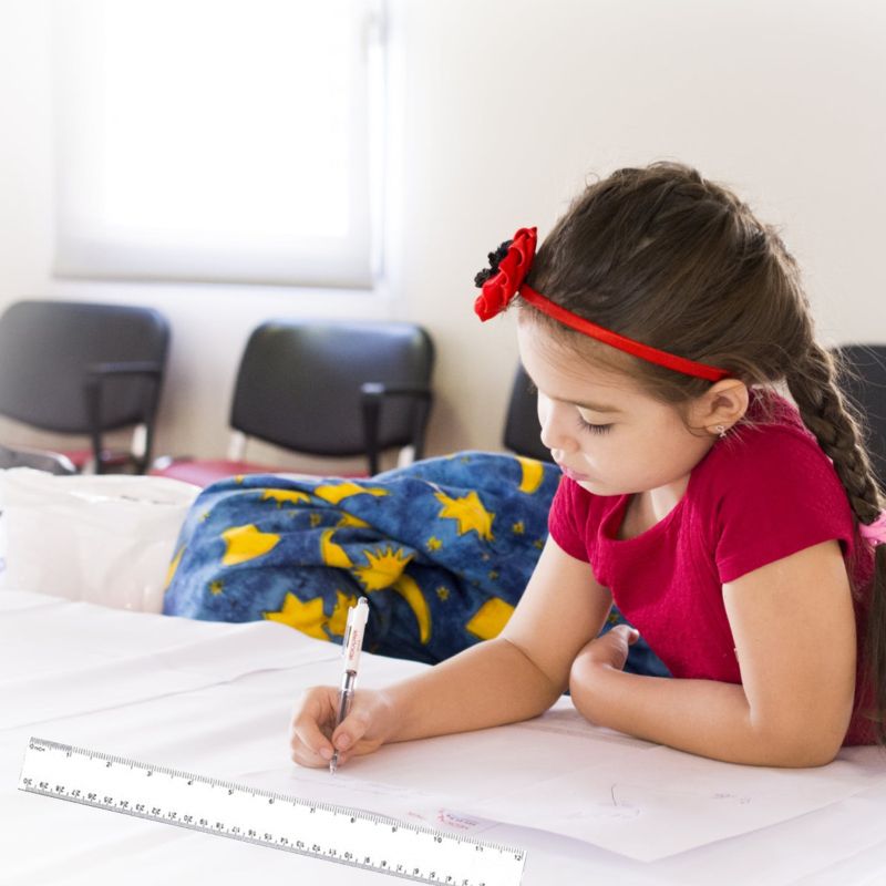 2 Pack 12 Inches Clear Plastic Ruler Straight Ruler Plastic Measuring Tool for Student School Office