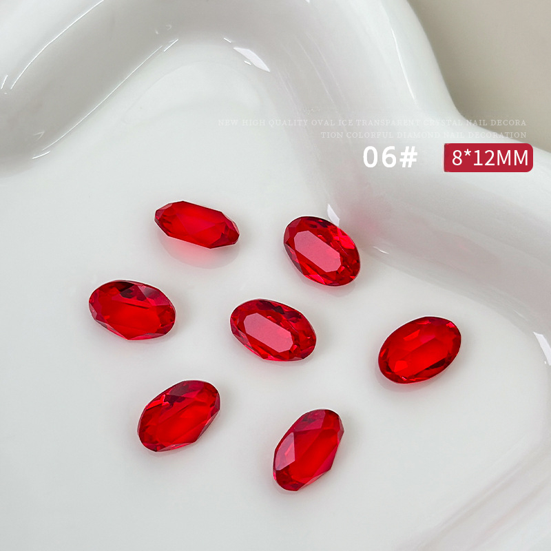 10 Uds. De joyería de cristal ovalada grande para uñas, abalorio inferior puntiagudo, decoraciones de diamantes, adornos de manicura de alta transparencia de lujo: Castaño