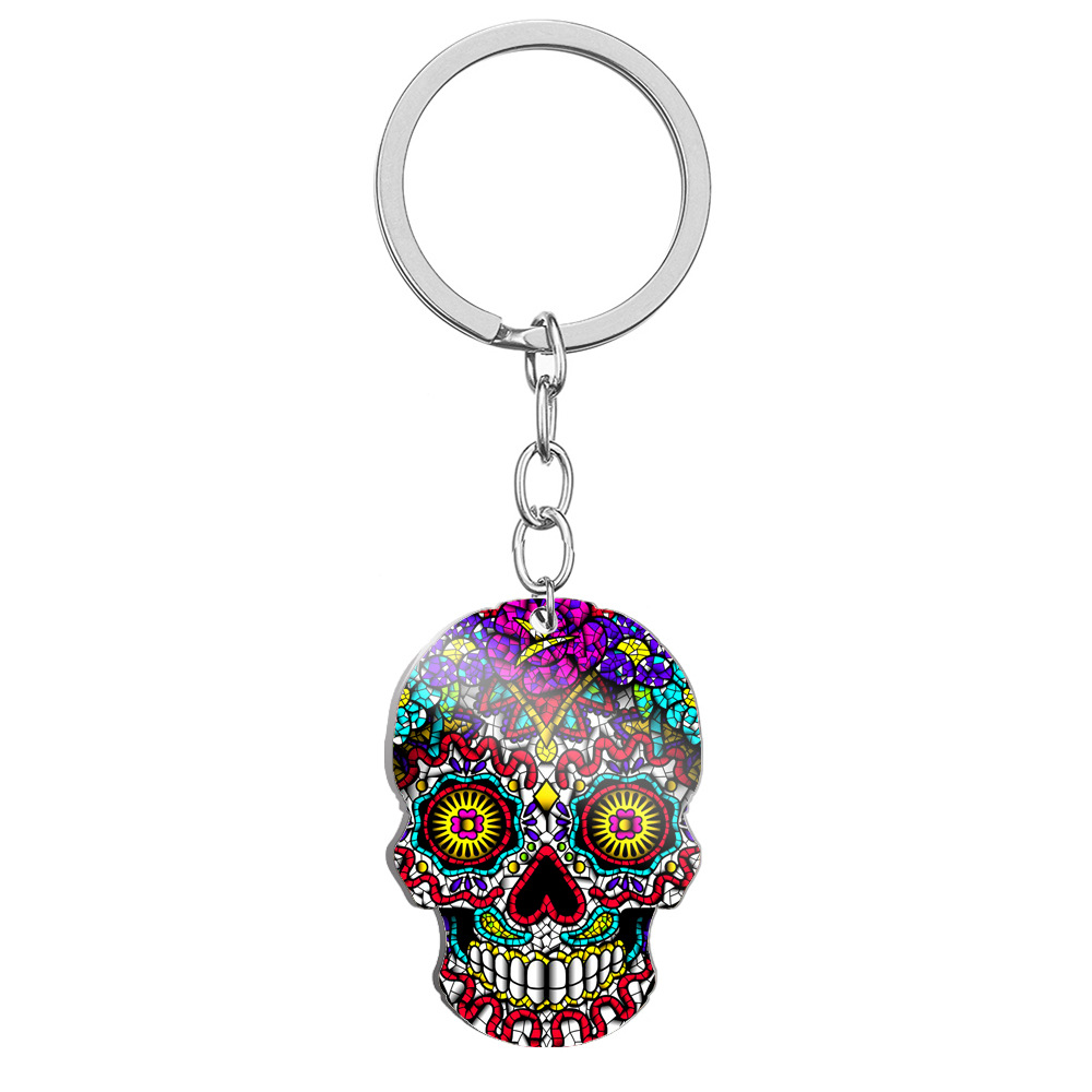 HNSP collar con colgante de calavera con impresión 3D de acero inoxidable para hombres y mujeres, joyería de Halloween, accesorio de: Color amarillo claro