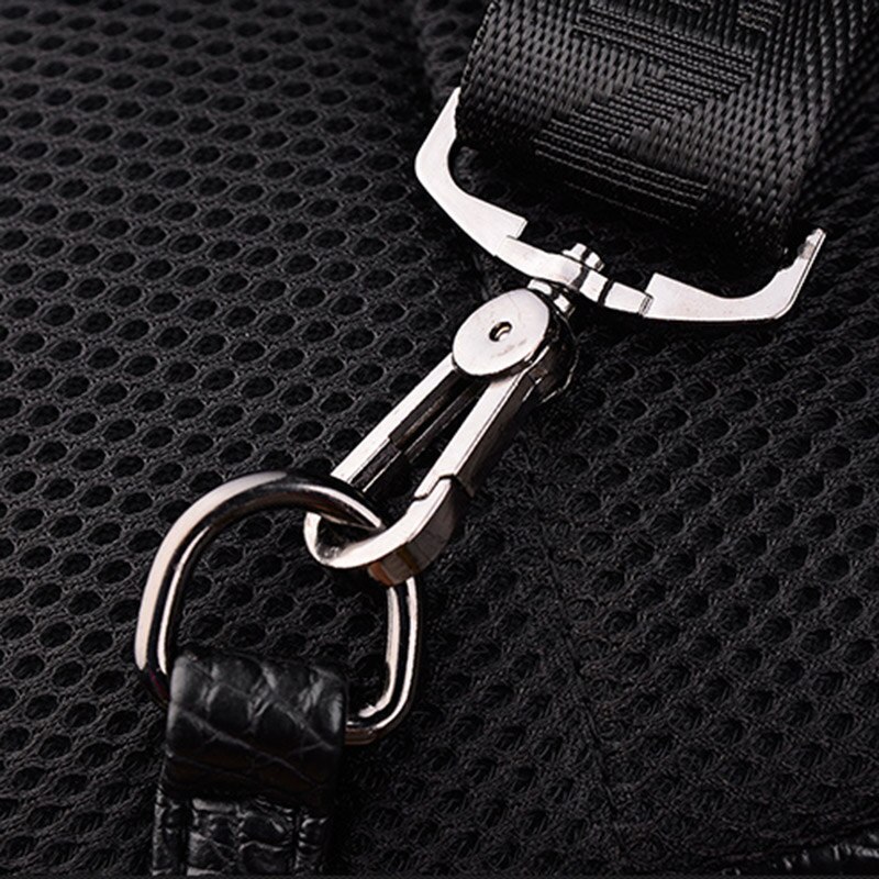 Bolso de pecho con patrón de cocodrilo de cuero para hombre, bandolera con correa ajustable, orificio para auriculares, d88