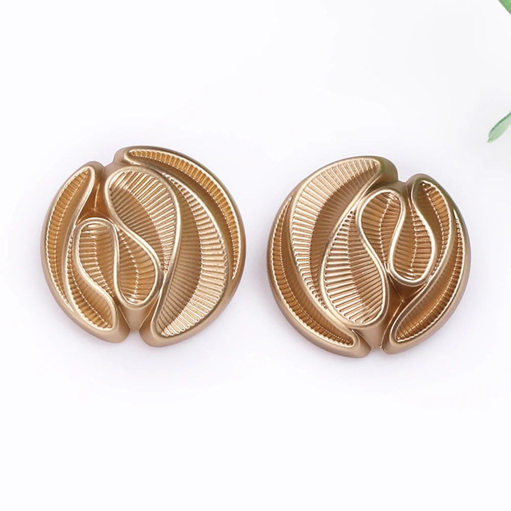 10 unids/set de botones de Metal con de rayas para abrigos, vestidos y chaquetas, botones decorativos elegantes y simples de color dorado