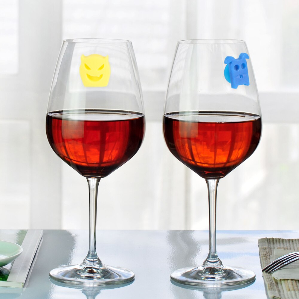 12 Stuks Siliconen Glas Marker Creatieve Gezicht Drink Bedels Label Mark Glas Identificatie Voor Party Banquet