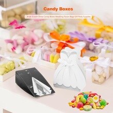 50pcs/lots Bride And Groom Dresses Wedding Candy Box Favor Box Wedding Bonbonniere DIY Event Party Supplies