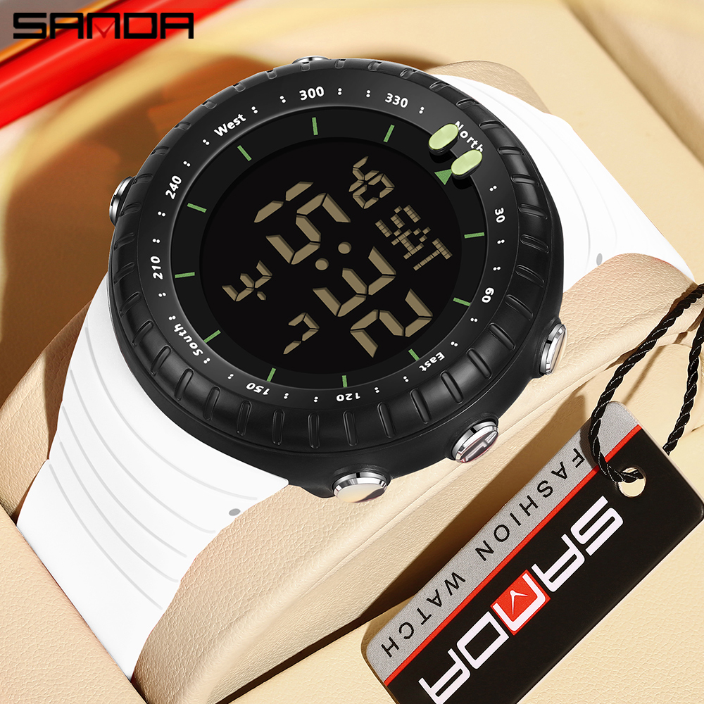 SANDA-reloj electrónico deportivo para estudiantes, cronógrafo Digital multifuncional, resistente al agua, LED, cuenta atrás, a prueba de golpes, 6184