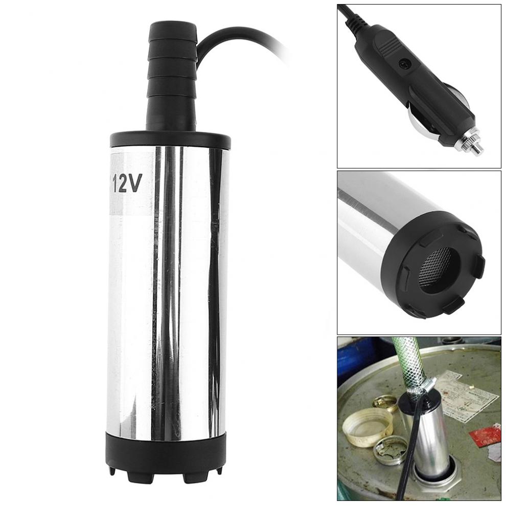 DC 12V 38MM Multipurpose Portable Stainless Steel Car Electric Submersible Pump Fuel Water Oil Barrel Pump with Car Charger