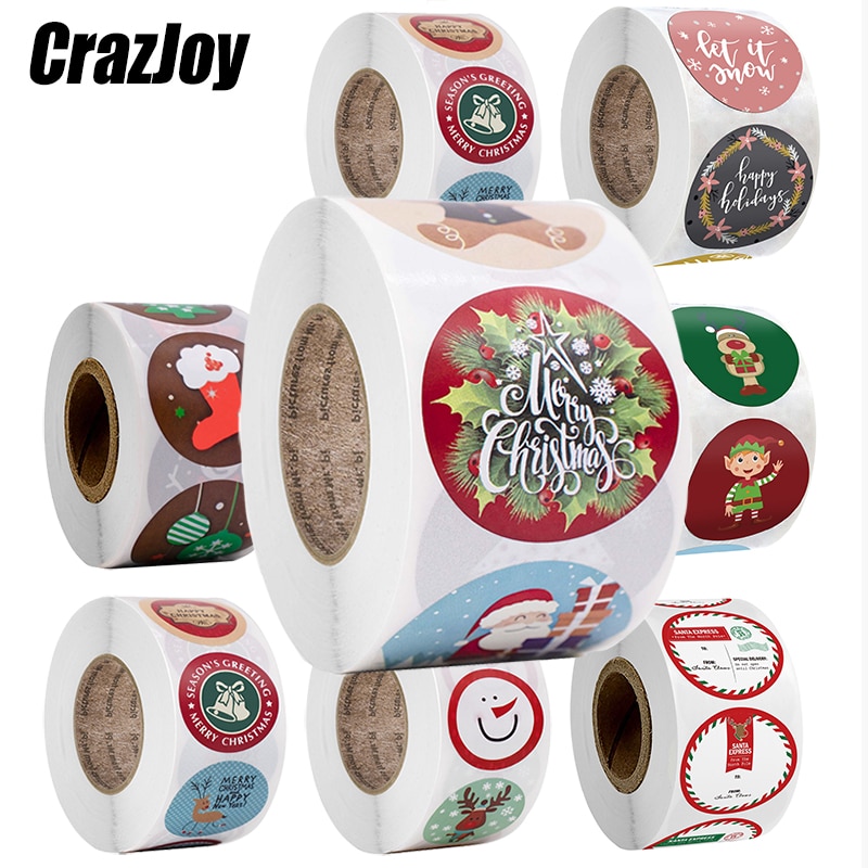 500pcs Cute Christmas Stickers Roll Santa Award For Kid Party Diary Decoration Family Label Sealing Decor Stickers