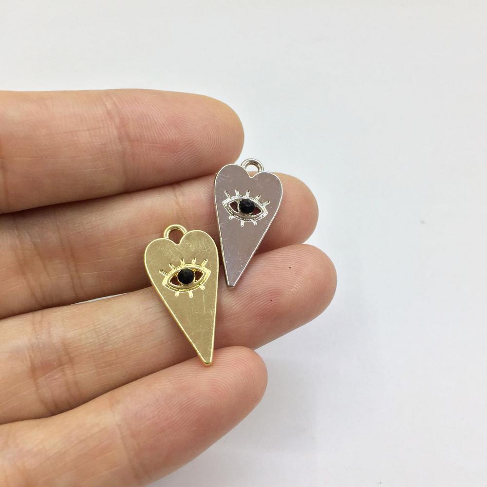 Eruifa 10pz 20*10mm Del Cuore Occhio con Strass moneta collana in Lega di Zinco, orecchino dei monili del braccialetto FAI DA TE fatti a mano 2 colori