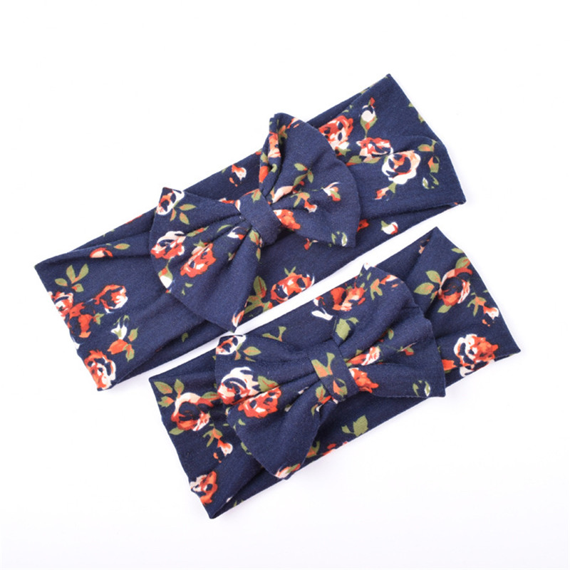 Bunvel Mama und Mich Kleidung 2PCS Floral Turban Verknotet Neugeborenen Baby Mädchen Haar Zubehör für Mutter Tochter Stirnband