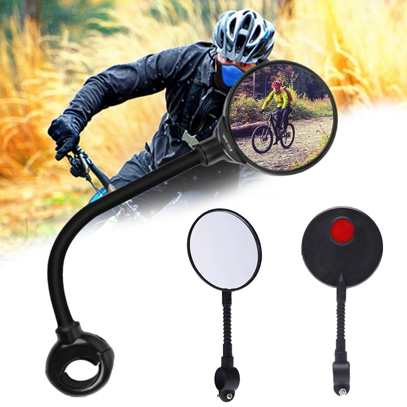 Espejos flexibles ajustables para bicicleta, con varilla Flexible, espejo trasero para bicicleta, Reflector rojo compatible con la mayoría de los manijas TXTB1