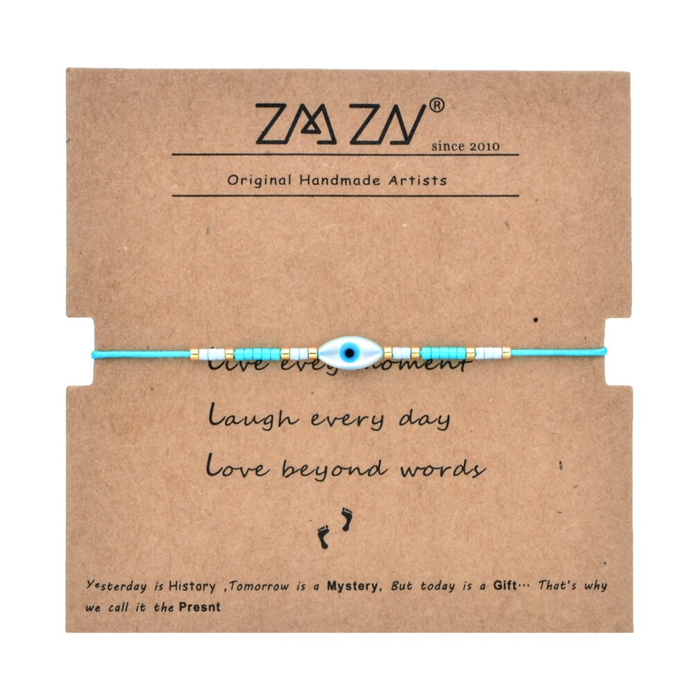 ZMZY – Bracelet en corde bohème turc mauvais œil, perles MIYUKI, breloque en coquillage, Boho Bileklik, de fête, bijoux