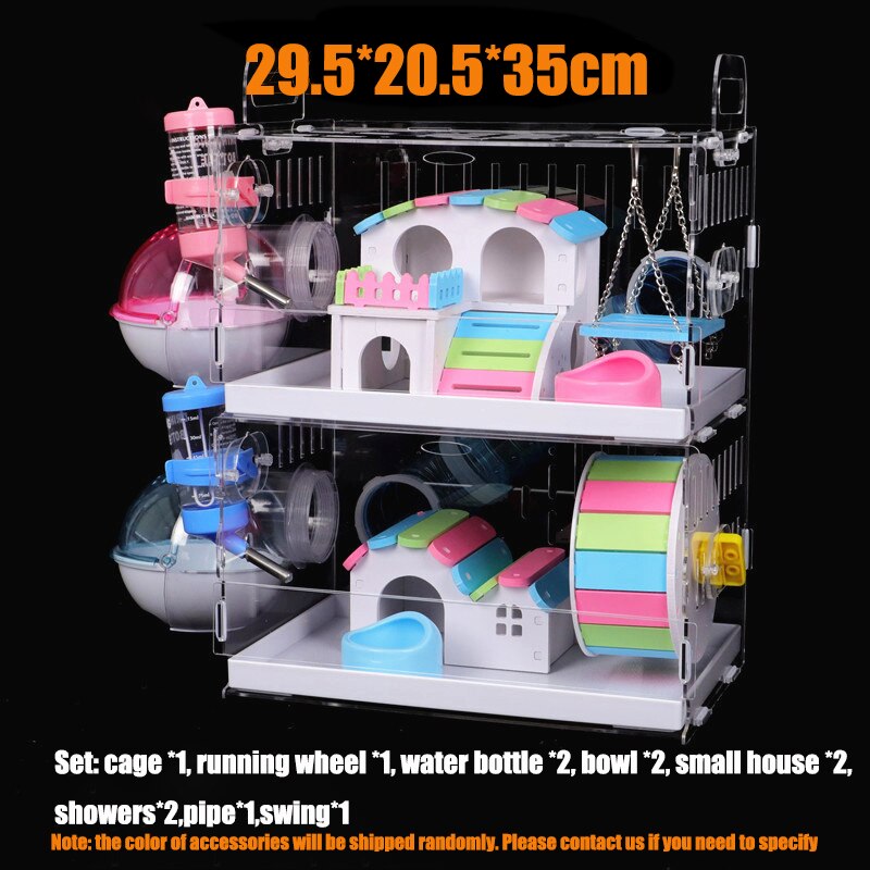 Transparent acrylique Hamster maison petite Cage pour animaux de compagnie surdimensionné Villa cobaye base Cage jouet fournitures paquet nid avec le tuyau