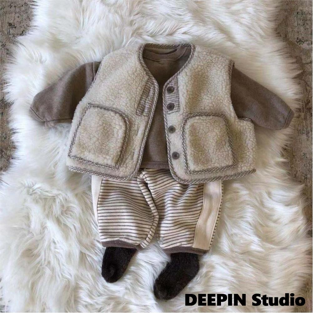 Infant Windproof Cardigan 2022 Autumn &amp; Winter Baby Fleece Vest Girls Boys Infant Sleeveless Lamb Wool Vest Newborn Clothes