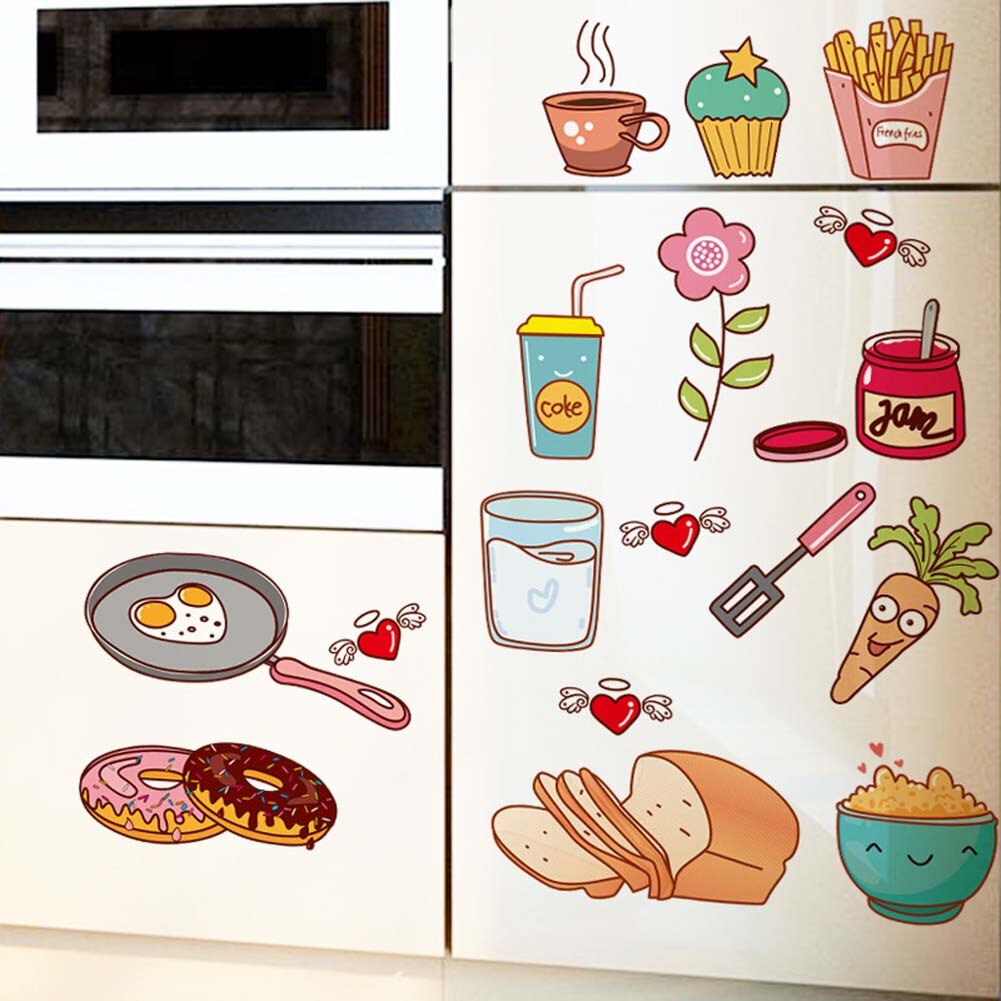 Cartoon Keuken Koelkast Deur Stickers Decoratieve Stickers Voedsel Fruit Verwijderbare Muursticker Stickers Op De Muur: Default Title