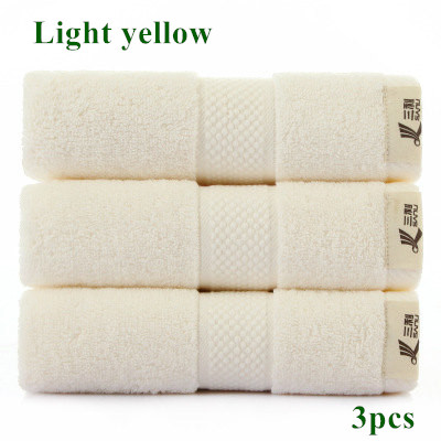 3 stk tykkere 140g bomuldshåndklæde badeværelse par år for voksne hjem hotel hjem superabsorberende ansigt håndklæder: Lysegul