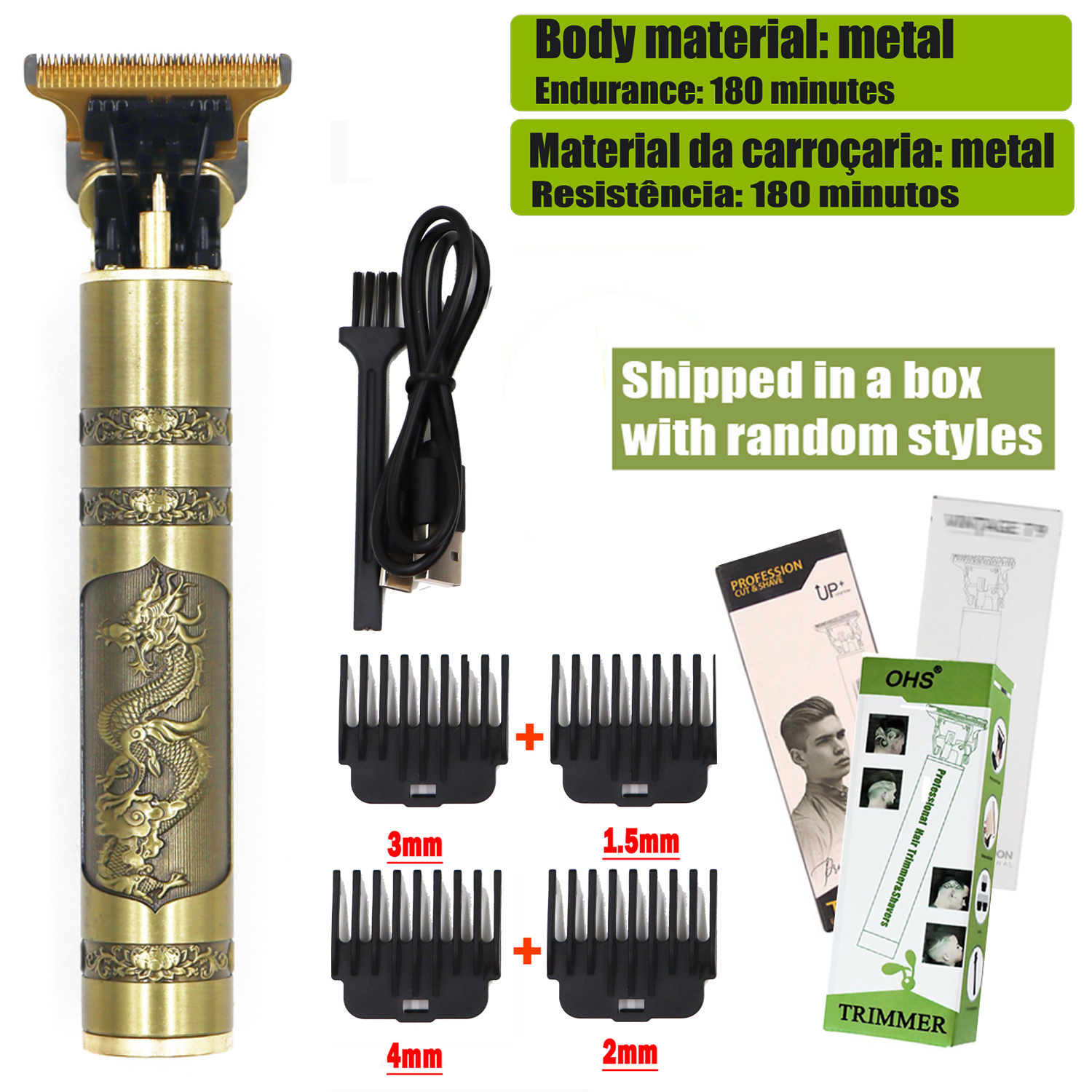 Tondeuse Drachen Jahrgang T9 Schnurlose professionelle Haarschneidemaschine Elektrische Trimmer für Männer Haarschneidemaschine Haarschneidemaschine Rasierer: Blau