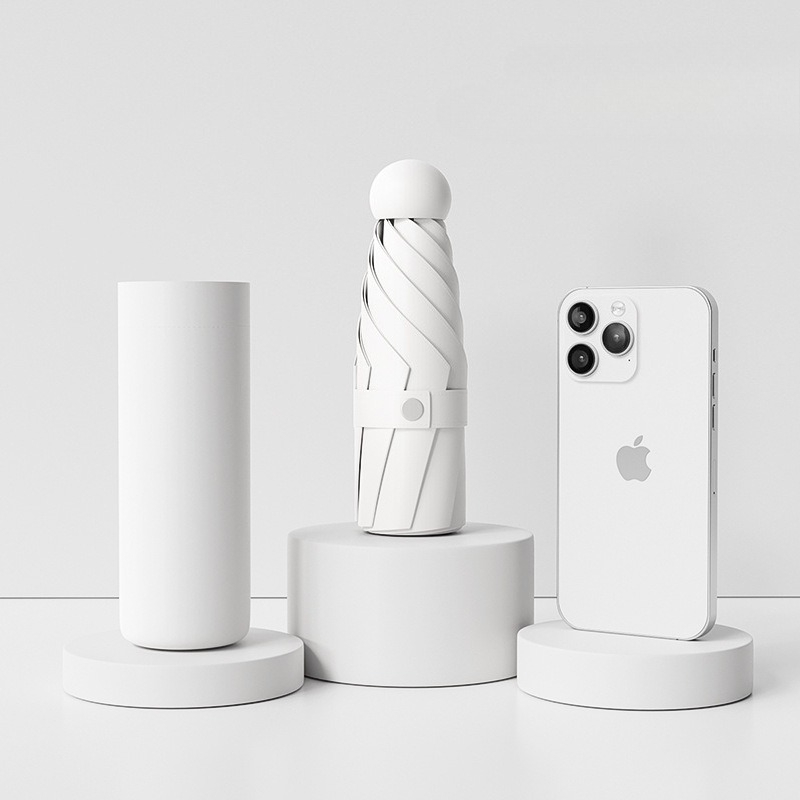 Paraguas plegable de vinilo, sombrilla portátil para lluvia y sol, sombrilla UV, sombrilla de bolsillo pequeña para protección de doble uso: Azul