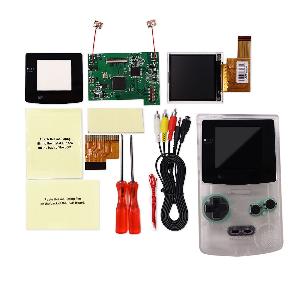 TV Version 2.2 inches GBC LCD High Brightness LCD Screen TV Out for Gameboy COLOR GBC - No Need Shell Cutting: Clear white