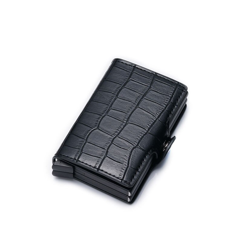 Kaarthouder Rfid Blokkeren Aluminium Zaken Id Credit Card Holder Mannen Slim Dubbele Case Portemonnee Portemonnee: Black