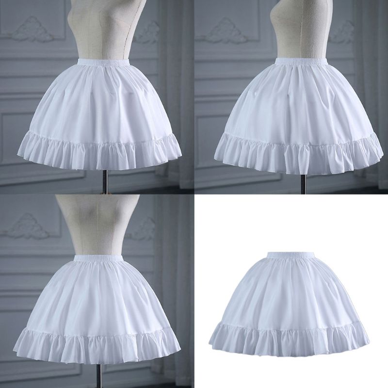 Kobiety Lolita Cosplay krótkie halki falbany 1 obręcz krynoliny podkoszulek