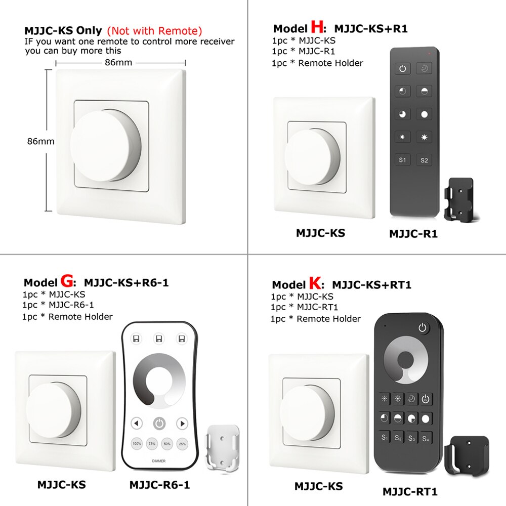 Triac LED Dimmer 220V 230V 110V AC Wireless RF Dimmable Knob Light Switch EU With 2.4G Remote Controller for LED Bulb Lamps KS