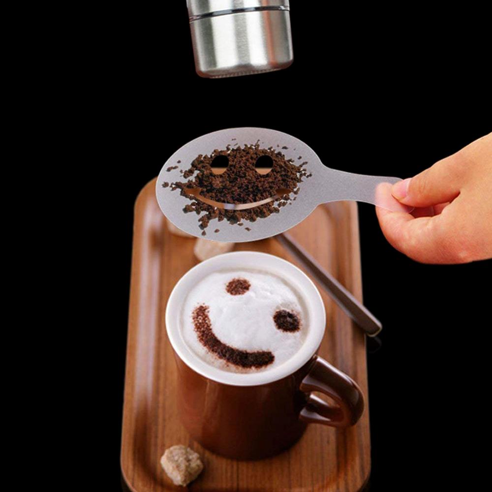 16 stk kaffestencils sæt tegneværktøjsfabrikant fancy kaffe printer model plast skabelon skimmel til køkken coffeeware