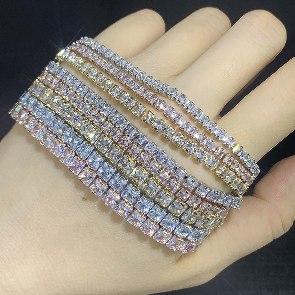 Adjustable Squares 3/4mm AAA+CZ Tennis Bracelets for Women Shiny Crystal Short Chain on Hand Sexy Accessories Jewelry