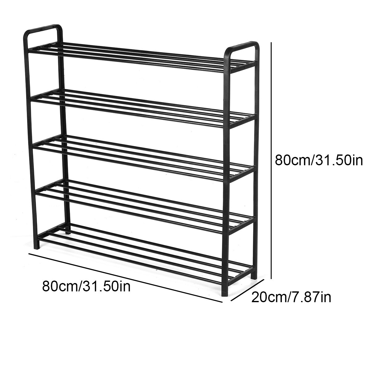 4/5 Tiers Schoenenrek Stalen Pijp Afneembare Stofdicht Schoenenrek Organizer Schoenen Ruimtebesparend Stand Kast Plank: 5-Tier Black