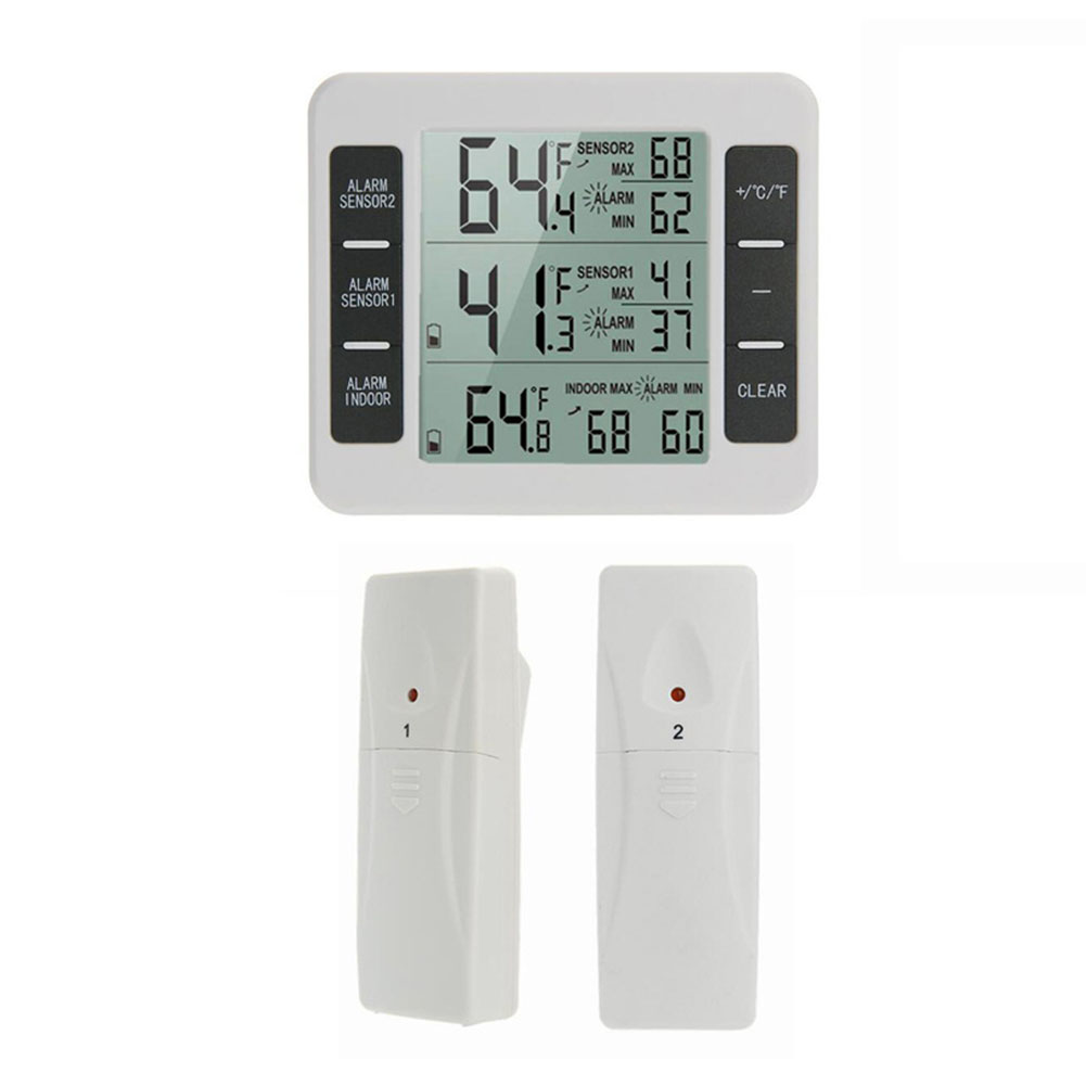 Wireless Refrigerator Thermometer with 12 Sensor Digital Temperature Monitoring for Fridge/Freezer Alarm Function