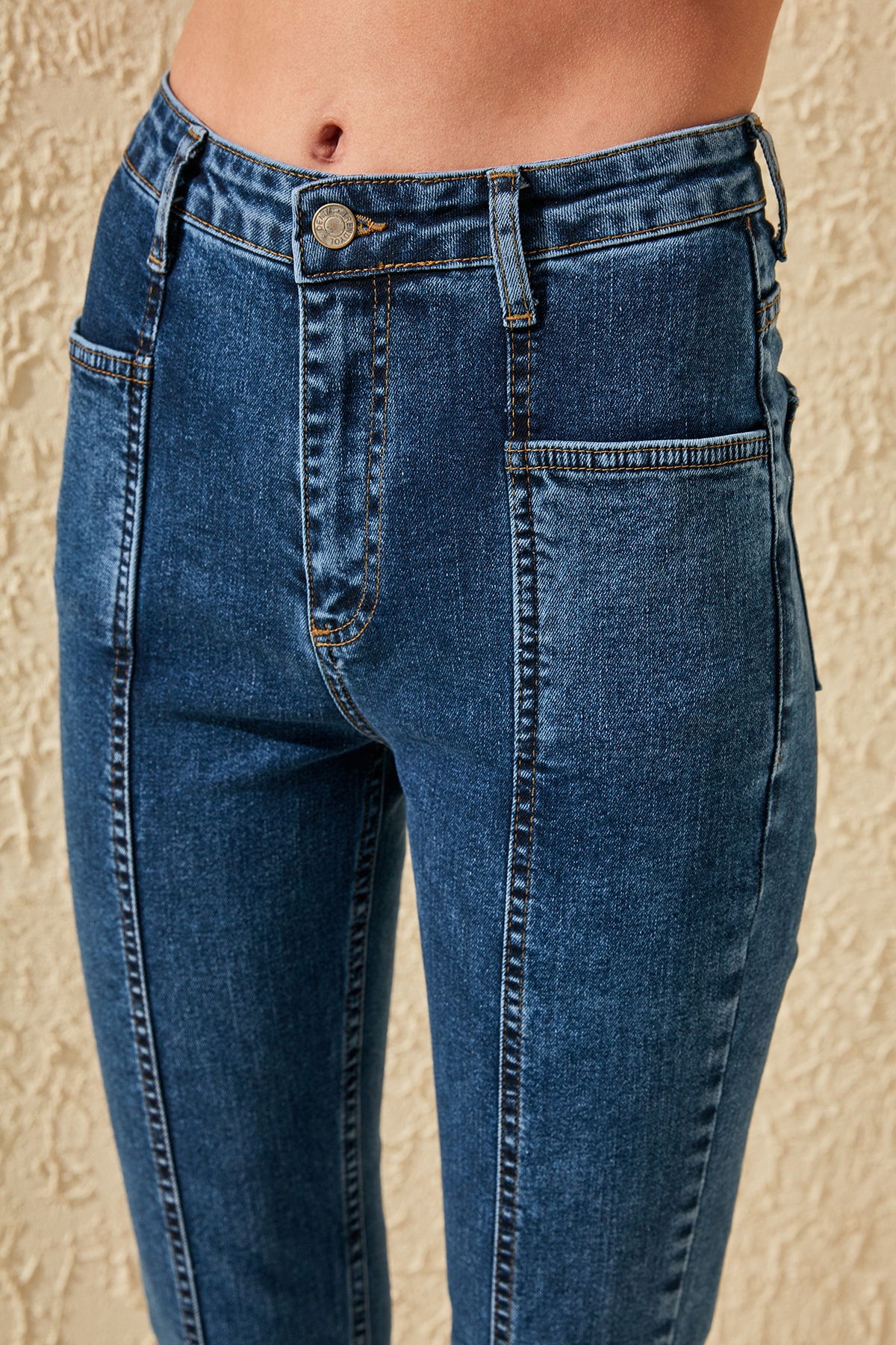 Trendyol Stitch Detail High Waist Slim Fit Jeans TWOSS20JE0126