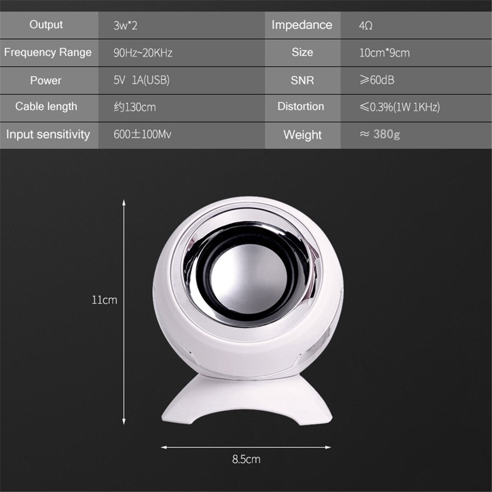 Bedrade Boekenplank Computer Speakers Bodem Diafragma Bas Hoorns Voor Laptop Desktop 6W Krachtige Luidspreker Usb Aux Audio Versterker