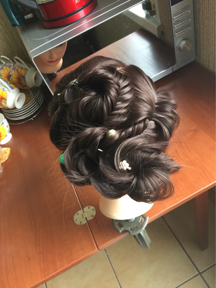 CAMMITEVER 20 inch Brown Hair Salon Heads Mannequin Long Hair Training Silicone Head Practice Doll Stand Pole Hairstyling