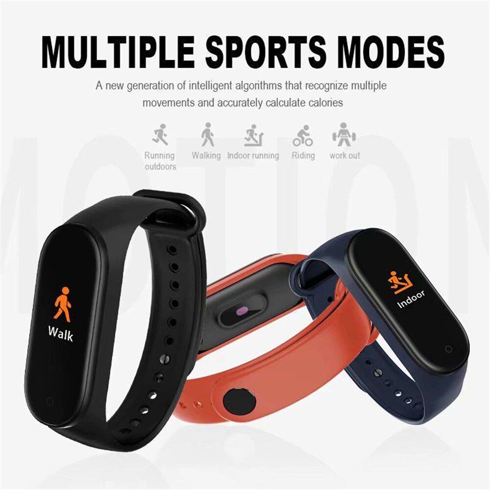 Sport Running Pedometer M4 Smart Wristband Heart Rate Waterproof Touch Screen Bluetooth Fitness Tracker Pedometer