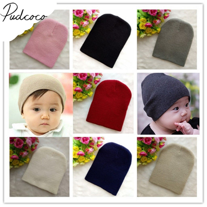 Märke baby hattar mössor vinter varm flicka pojke småbarn spädbarn barn barn söt mössa keps unisex solid stickad mössa