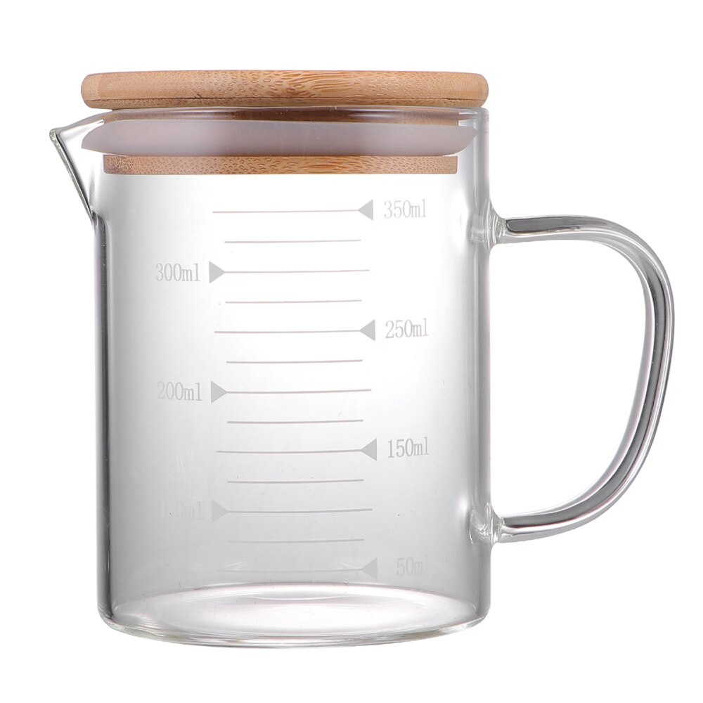 350ml Measuring Cup Glass Heat Resistant Measuring Glass Cup Cup for Kitchen Restaurant (with Cover)
