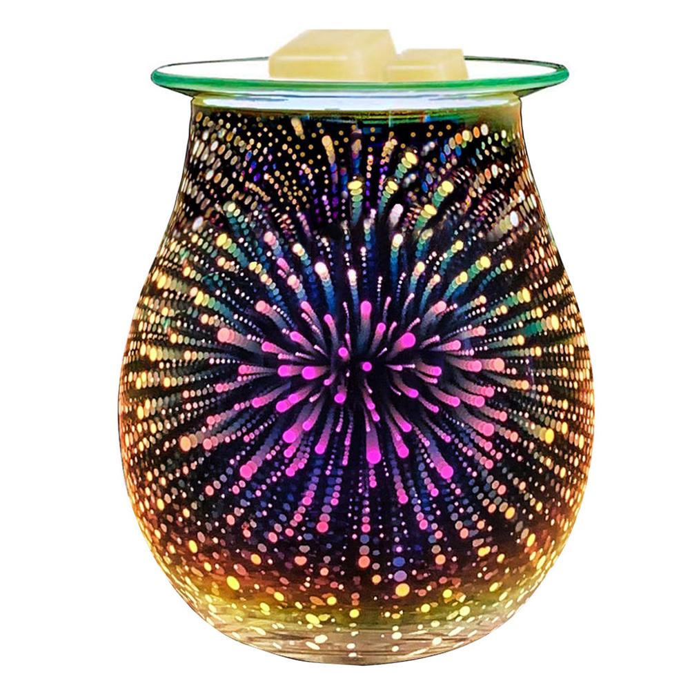 Essential Oil Diffuser Electric Candle Warmer Glass Tart Burner 3D Effect Night Light Wax Melt Warmer for Home Office Bedroom