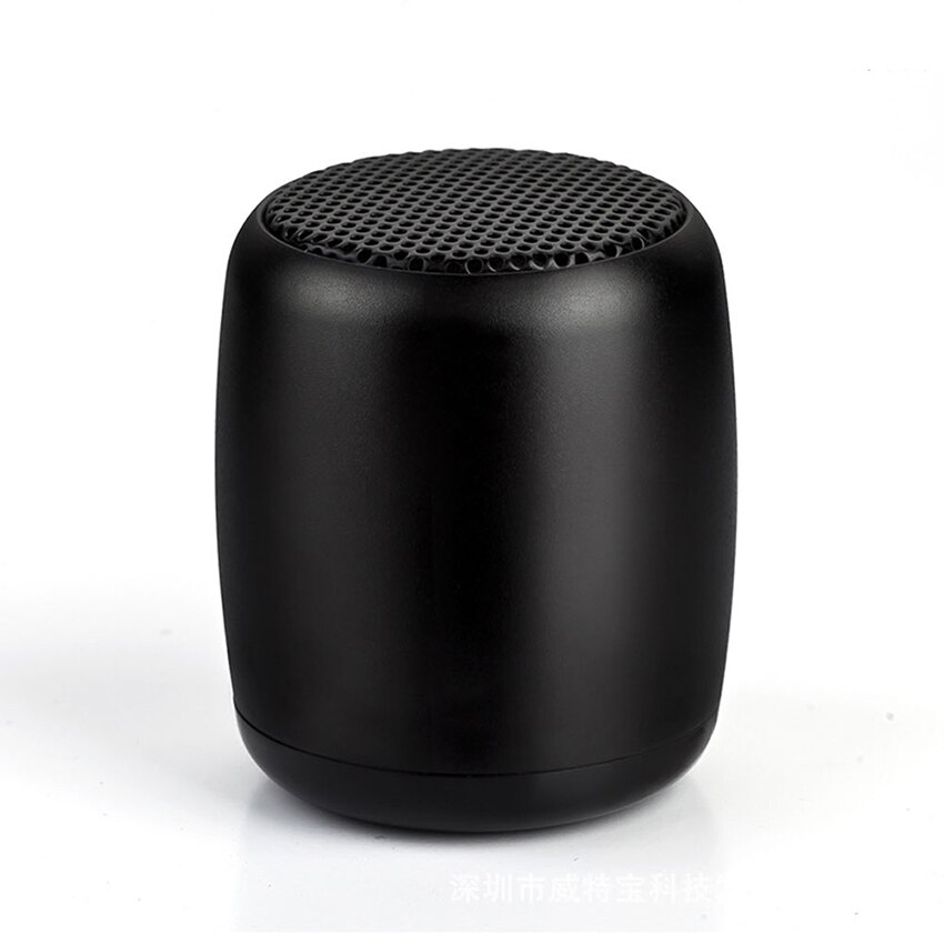 Mini metalen draadloze bluetooth speaker draagbaar klein zakformaat met selfie afstandsbediening subwoofer linttweeter: Zwart