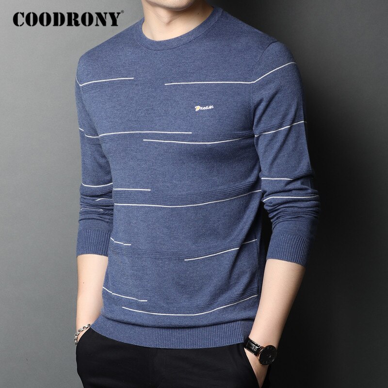 COODRONY Brand Sweater Men Streetwear Striped Pull Homme Autumn Winter Wool Knitwear Pullover Men C1097