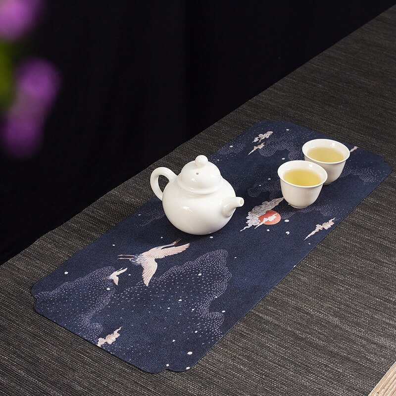 Torchon peint, torchon à thé, nappe de table, tapis de thé absorbant, théière, pièces de rechange pour cérémonie du thé Zen