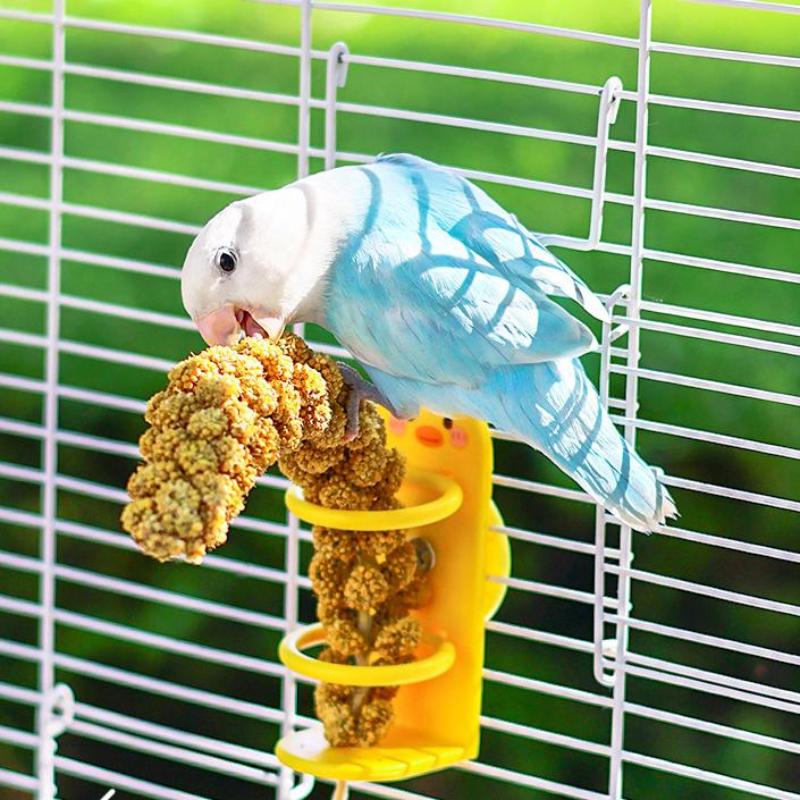 Leuke Cartoon Gele Eend Vogel Voeden Fruit- en Groentenrek Kooi Vogelvoeders Graan Clip Groente Graan Clip Vogelbenodigdheden