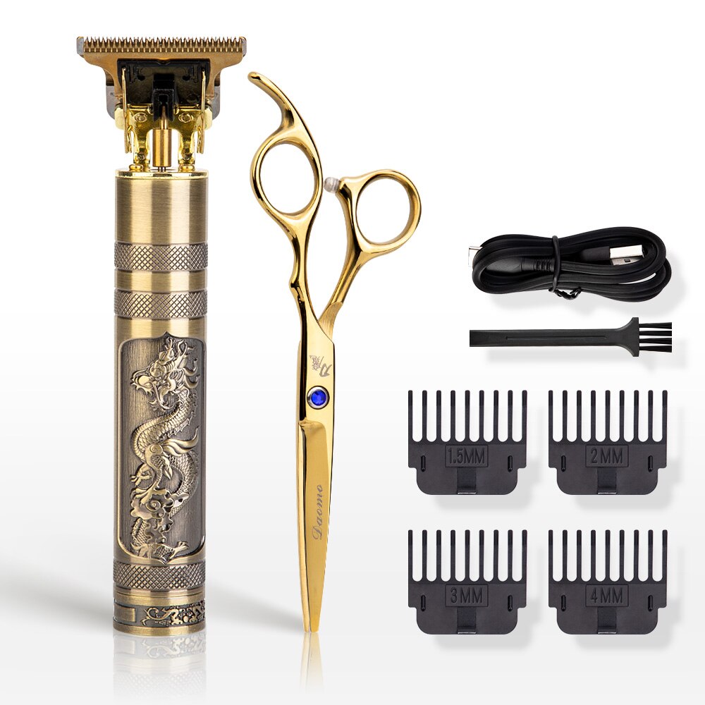 2/1pcs Hair Scissor Clipper Hairdressing Set Steel Titanium Barber Shop Electric Trimmer Men Hair Cutting Scissors: set C