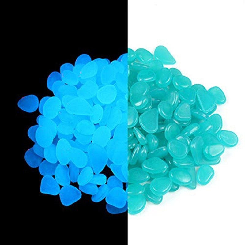 400 pièces brillent dans le noir cailloux pierres pour allées intérieures et extérieures allée de jardin grand sac alimenté par la lumière et solaire (Blu