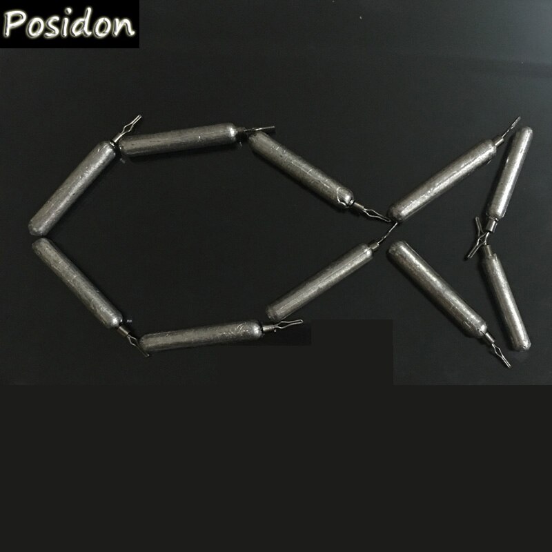 Posidon, 10 unidades/lote, 5g/7g/10g/12g/15g/18g, plomadas de plomo de caña larga, pesas de tiro dividido, peso de equilibrio, plomadas giratorias de plomo para pesca