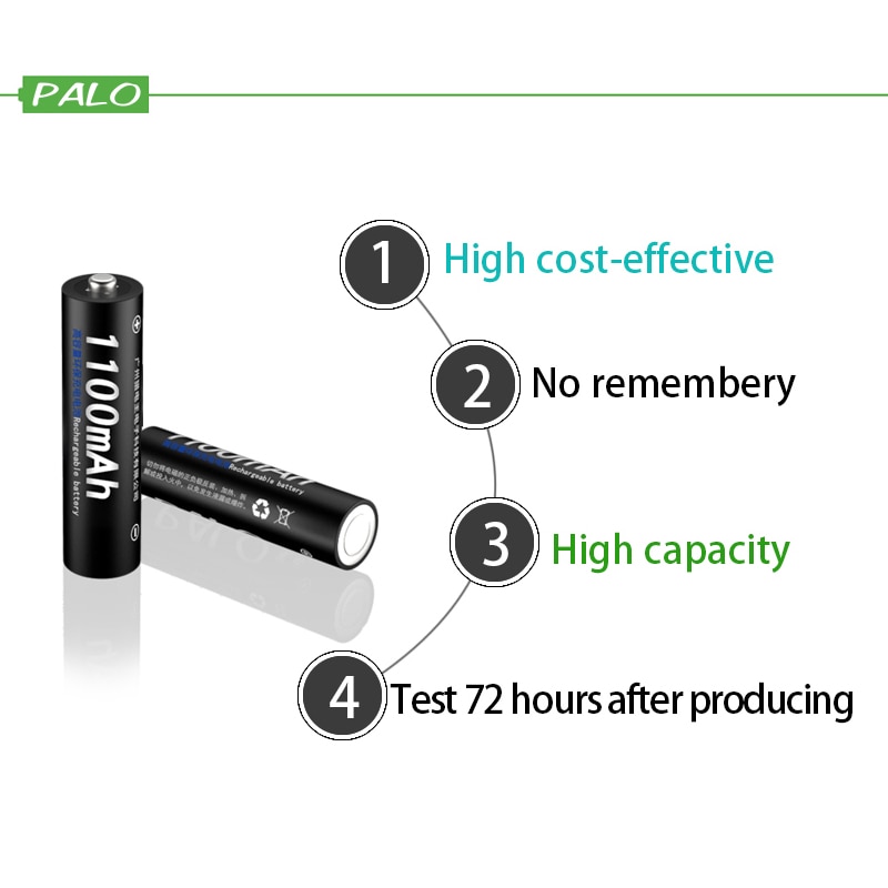 PALO 1.2V 3000mAh AA Rechargeable Battery and 1100mAh AAA Rechargeable Batteries For Toys Car 1.2V AA AAA Battery